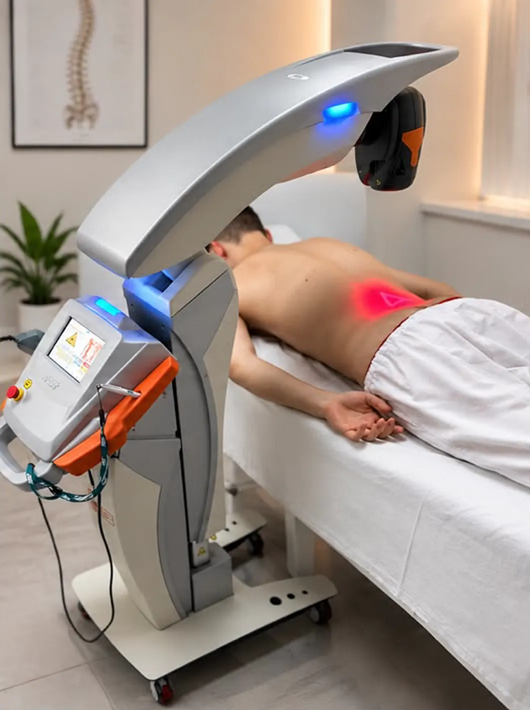 Sesión de láser robótico M8 sobre la zona lumbar