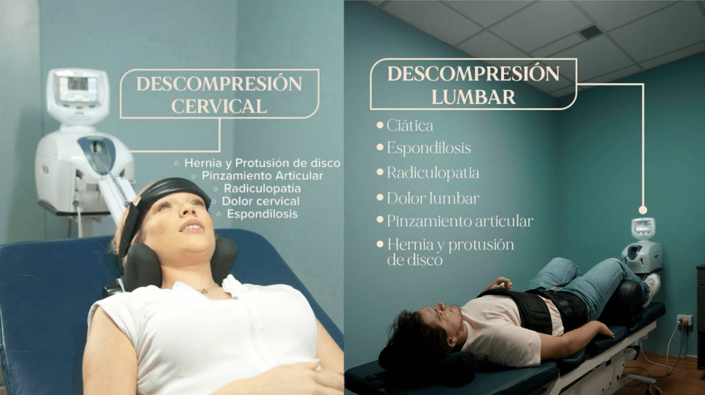 Descompresión de discos con la máquina Triton Chattanooga, una camilla diseñada exclusivamente para la columna vertebral.